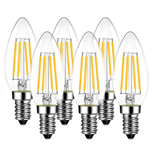 LVWIT LED-Kerze mit E14-Sockel im Sechserpack, warmweiß für Kronleuchter