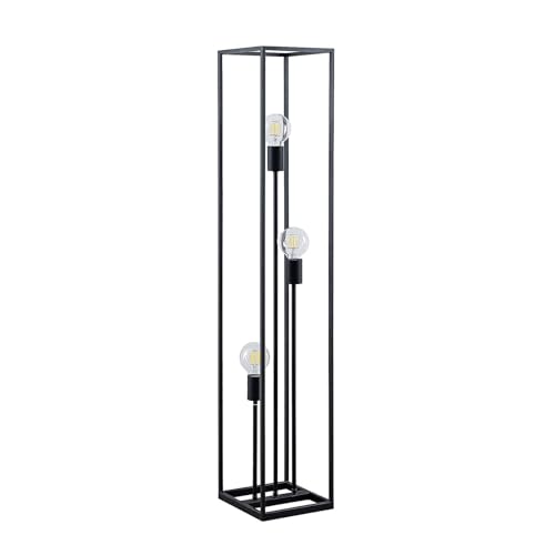 Lindby Stehlampe aus schwarzem Metall mit drei E27-Fassungen und Leselampe