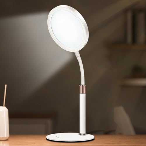 Trayvespace Tageslichtlampe mit 12 Watt, 360-Grad-Schwanenhals und Standfuß für den Schreibtisch