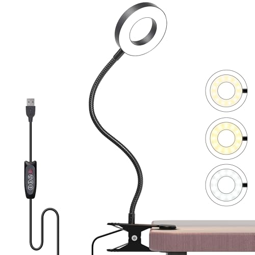 Foneso Klemme Lampe mit 48 LEDs und 360 Grad flexiblem Arm in Schwarz