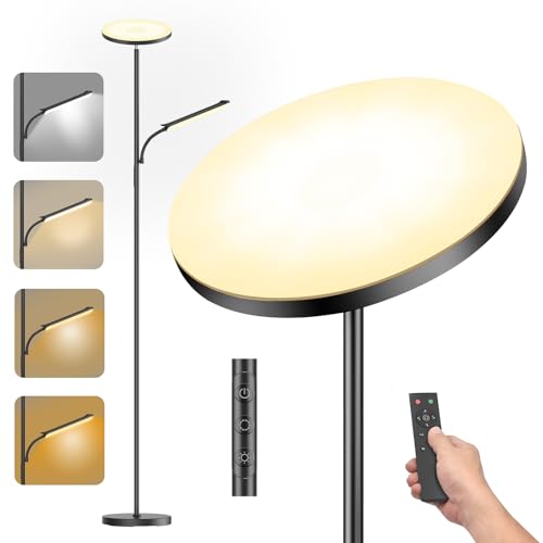 YICAIZI 42-W-Deckenfluter mit dimmbarer Leselampe fürs Wohnzimmer