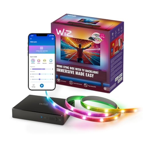 WiZ HDMI Sync Box mit RGBIC LED Strip TV-Hintergrundbeleuchtung für 55 bis 65 Zoll
