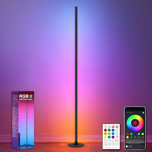 ONSTUY RGB LED Stehlampe in Schwarz, 1,6 Meter hohe Lichtsäule für die Zimmerecke